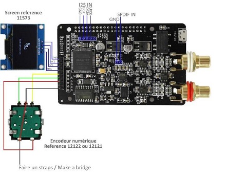 I-Sabre verkabelung mit oled und rotary encoder